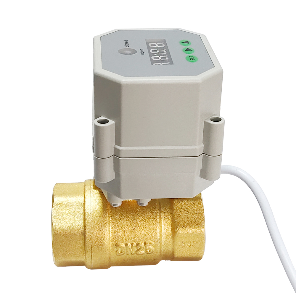 定时阀铜二通电动自动排水供水阀220V，AC/DC9-24V时间控制阀带3Nm执行器，定时智能控制阀